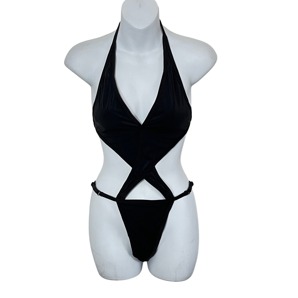 Generation Kiss Dolls Kill Monokini Women Large Black Halter‎ Cutout AGK250993